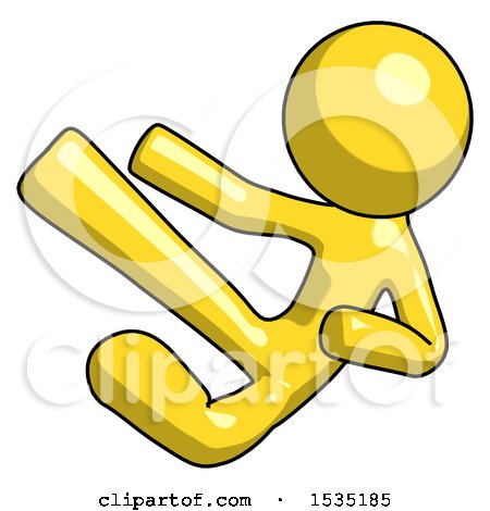 Yellow Design Mascot Man Flying Ninja Kick Left by Leo Blanchette
