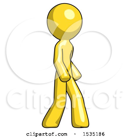 Yellow Design Mascot Man Walking Turned Right Front View by Leo Blanchette