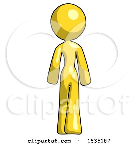 Yellow Design Mascot Woman Walking Away, Back View by Leo Blanchette