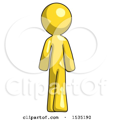 Yellow Design Mascot Man Walking Away, Back View by Leo Blanchette
