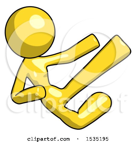 Yellow Design Mascot Woman Flying Ninja Kick Right by Leo Blanchette