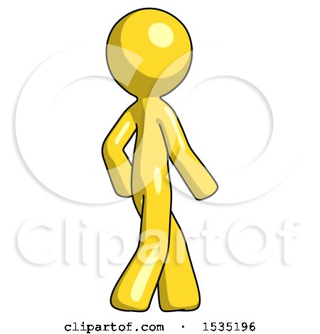 Yellow Design Mascot Man Walking Away Direction Right View by Leo Blanchette