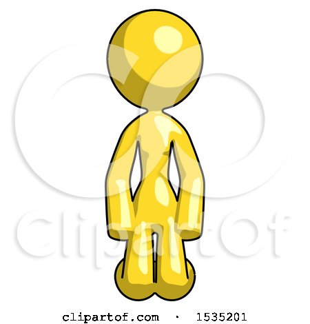 Yellow Design Mascot Woman Kneeling Front Pose by Leo Blanchette