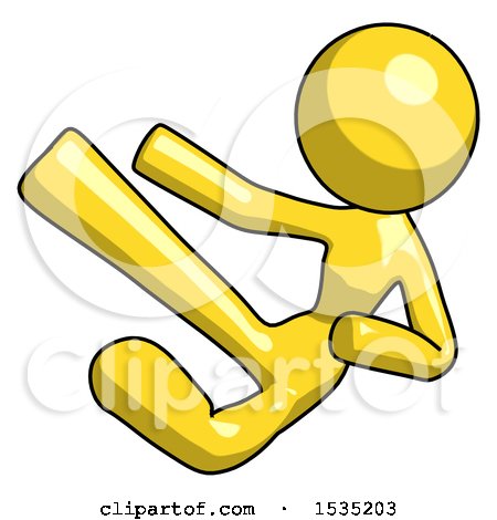 Yellow Design Mascot Woman Flying Ninja Kick Left by Leo Blanchette