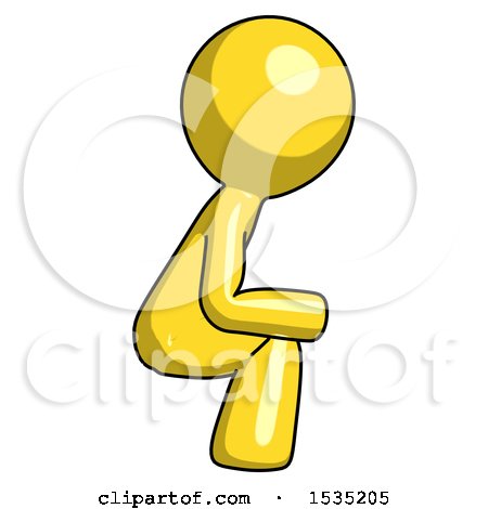 Yellow Design Mascot Man Squatting Facing Right by Leo Blanchette