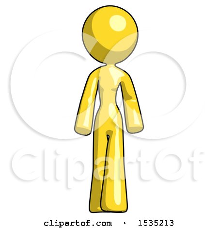 Yellow Design Mascot Woman Walking Front View by Leo Blanchette