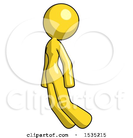 Yellow Design Mascot Woman Floating Through Air Left by Leo Blanchette