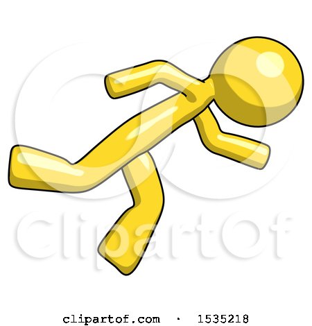 Yellow Design Mascot Man Running While Falling down by Leo Blanchette