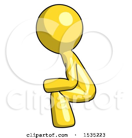 Yellow Design Mascot Man Squatting Facing Left by Leo Blanchette