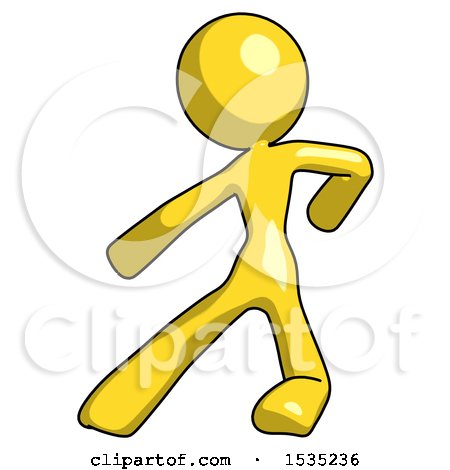 Yellow Design Mascot Woman Karate Defense Pose Left by Leo Blanchette