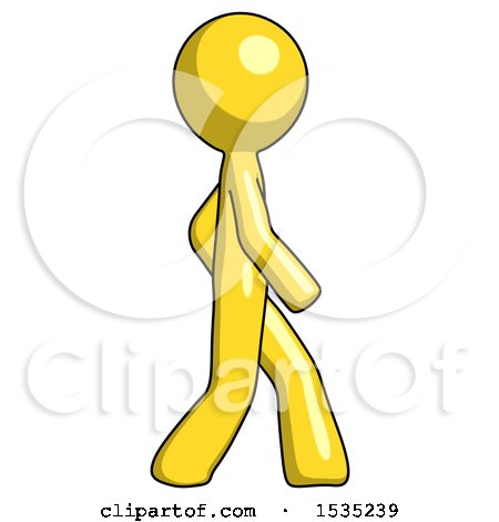 Yellow Design Mascot Man Walking Right Side View by Leo Blanchette