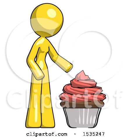 Yellow Design Mascot Woman with Giant Cupcake Dessert by Leo Blanchette