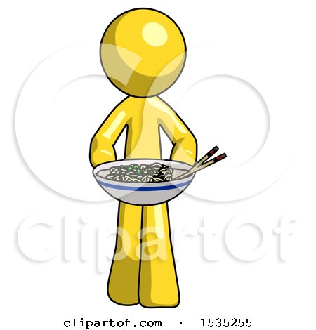 Yellow Design Mascot Man Serving or Presenting Noodles by Leo Blanchette