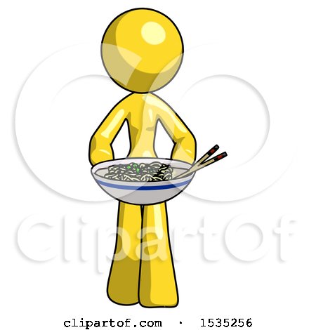 Yellow Design Mascot Woman Serving or Presenting Noodles by Leo Blanchette