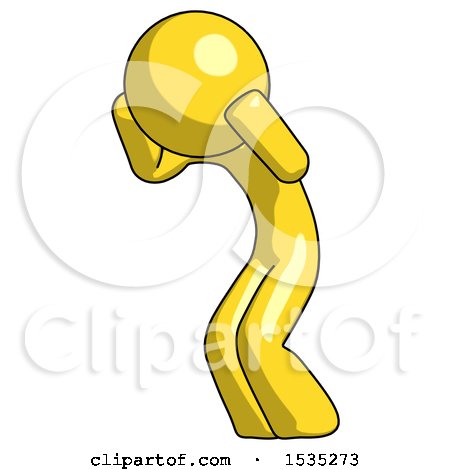 Yellow Design Mascot Man with Headache or Covering Ears Turned to His Left by Leo Blanchette