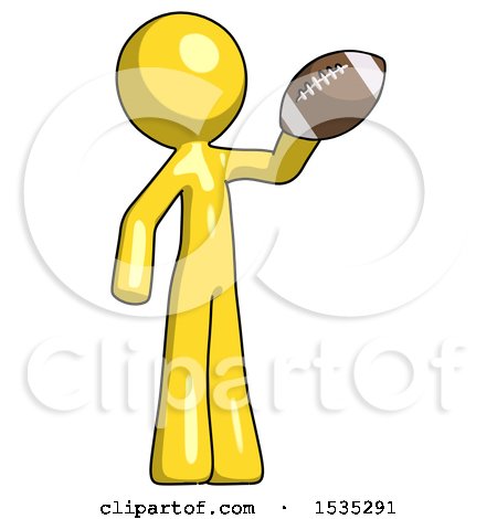 Yellow Design Mascot Man Holding Football up by Leo Blanchette