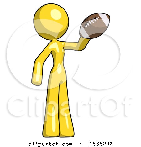 Yellow Design Mascot Woman Holding Football up by Leo Blanchette