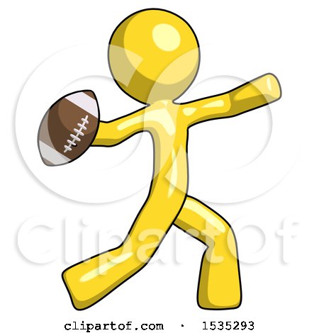 Yellow Design Mascot Man Throwing Football by Leo Blanchette