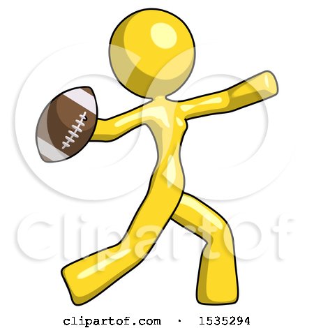 Yellow Design Mascot Woman Throwing Football by Leo Blanchette