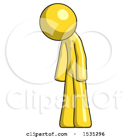 Yellow Design Mascot Man Depressed with Head down Turned Left by Leo Blanchette