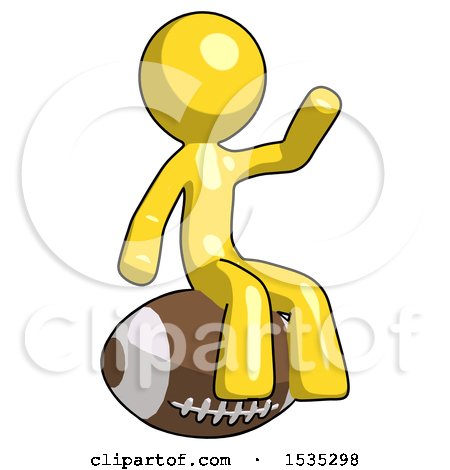Yellow Design Mascot Man Sitting on Giant Football by Leo Blanchette