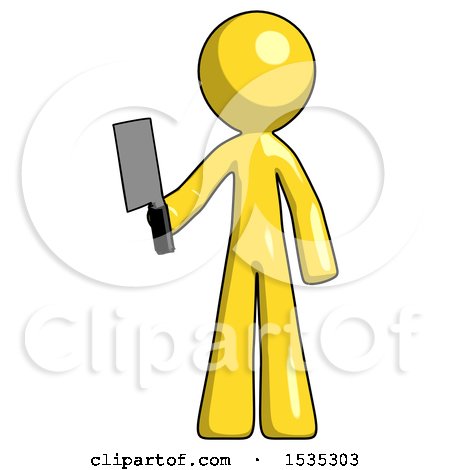 Yellow Design Mascot Man Holding Meat Cleaver by Leo Blanchette