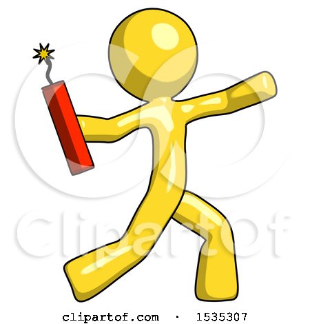 Yellow Design Mascot Man Throwing Dynamite by Leo Blanchette
