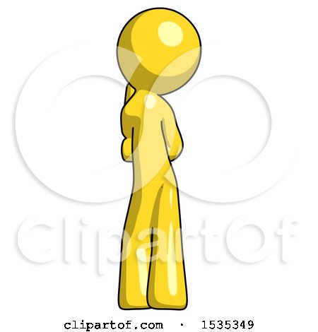 Yellow Design Mascot Man Thinking, Wondering, or Pondering Rear View by Leo Blanchette