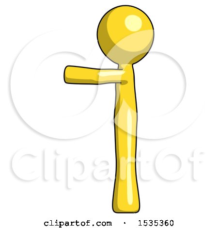 Yellow Design Mascot Man Pointing Left by Leo Blanchette