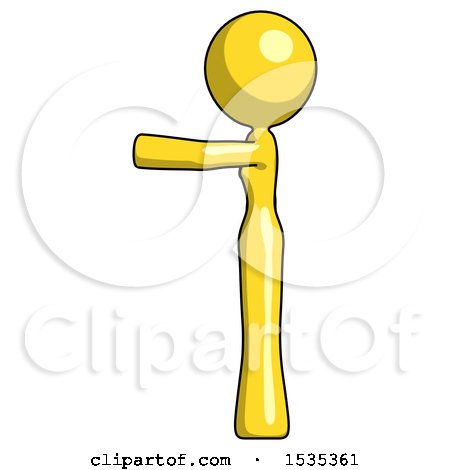 Yellow Design Mascot Woman Pointing Left by Leo Blanchette