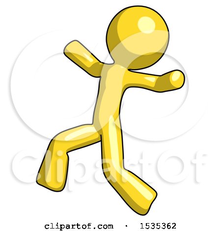 Yellow Design Mascot Man Running Away in Hysterical Panic Direction Left by Leo Blanchette