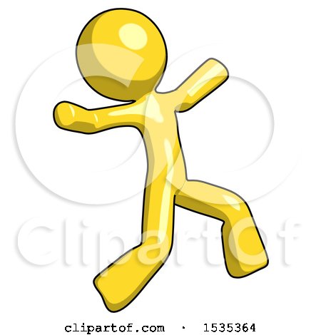 Yellow Design Mascot Man Running Away in Hysterical Panic Direction Right by Leo Blanchette