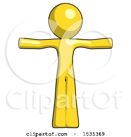 Yellow Design Mascot Man T-Pose Arms up Standing by Leo Blanchette