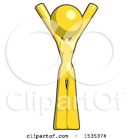 Yellow Design Mascot Woman Hands up by Leo Blanchette