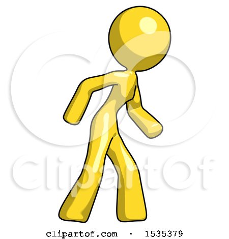Yellow Design Mascot Woman Suspense Action Pose Facing Right by Leo Blanchette