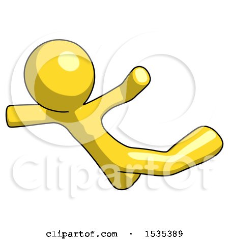 Yellow Design Mascot Man Skydiving or Falling to Death by Leo Blanchette