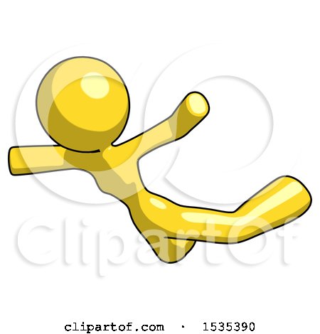 Yellow Design Mascot Woman Skydiving or Falling to Death by Leo Blanchette