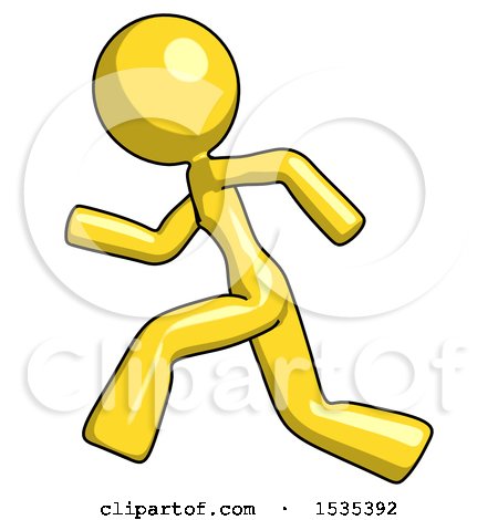Yellow Design Mascot Woman Running Fast Left by Leo Blanchette