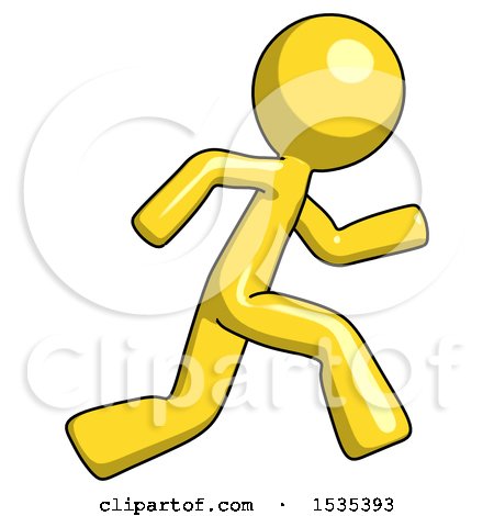 Yellow Design Mascot Man Running Fast Right by Leo Blanchette