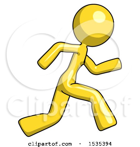 Yellow Design Mascot Woman Running Fast Right by Leo Blanchette