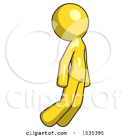 Yellow Design Mascot Man Floating Through Air Right by Leo Blanchette