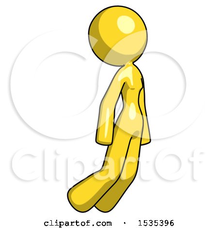 Yellow Design Mascot Woman Floating Through Air Right by Leo Blanchette