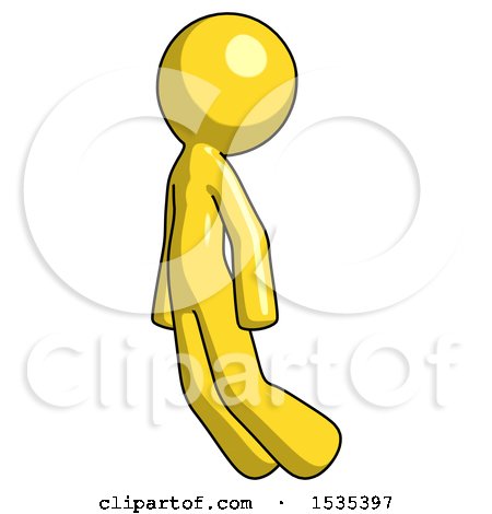 Yellow Design Mascot Man Floating Through Air Left by Leo Blanchette
