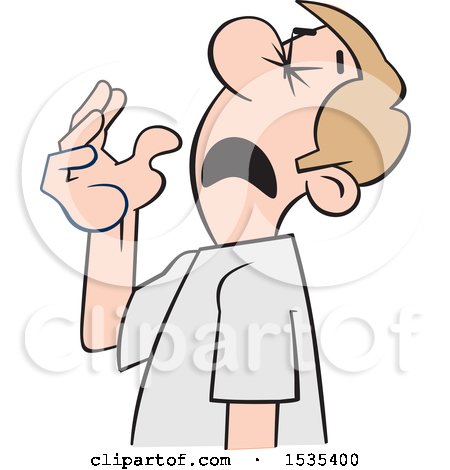 Clipart of a Cartoon White Man Preparing for a Big Sneeze - Royalty Free Vector Illustration by Johnny Sajem