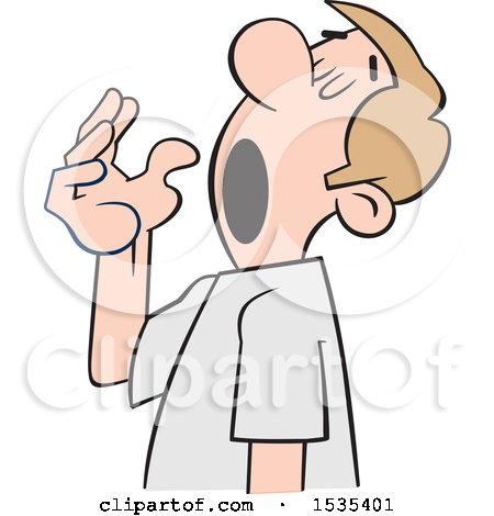 Clipart of a Cartoon White Man Preparing for a Big Yawn - Royalty Free Vector Illustration by Johnny Sajem