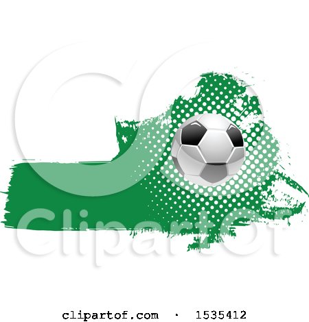 Clipart of a Grungy Green Soccer Ball Design - Royalty Free Vector Illustration by Vector Tradition SM
