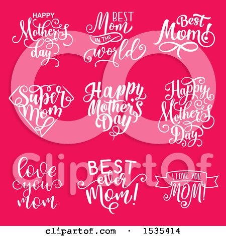 Clipart of White Mom Text Designs on Pink - Royalty Free Vector Illustration by Vector Tradition SM