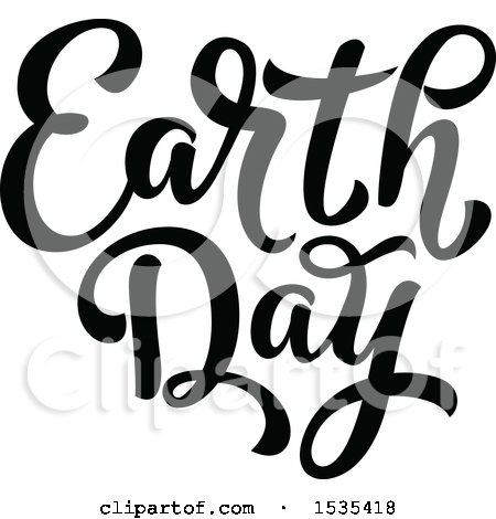 Clipart of a Black and White Earth Day Text Design - Royalty Free Vector Illustration by Vector Tradition SM