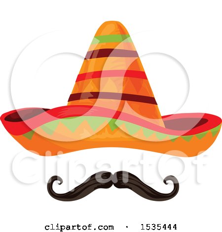 Clipart of a Sombrero Hat and Mustache - Royalty Free Vector Illustration by Vector Tradition SM