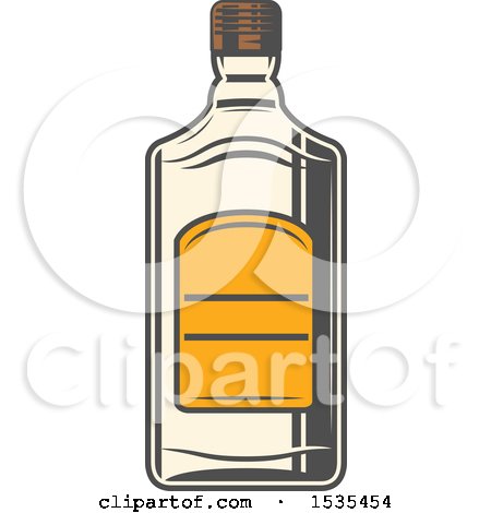 Clipart of a Tequila Bottle, in Retro Style - Royalty Free Vector Illustration by Vector Tradition SM